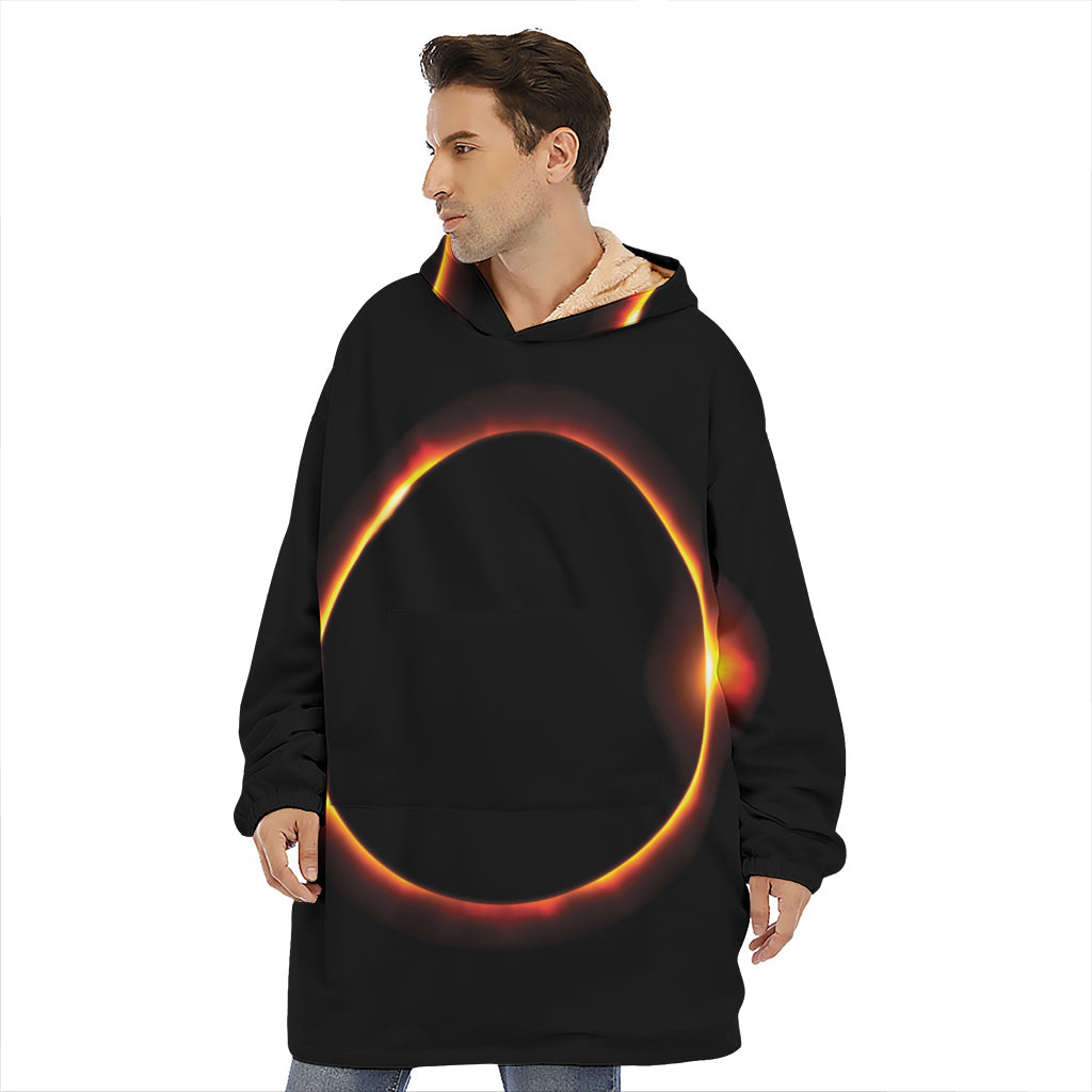 Total Solar Eclipse Print Hoodie Blanket
