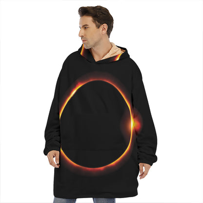 Total Solar Eclipse Print Hoodie Blanket