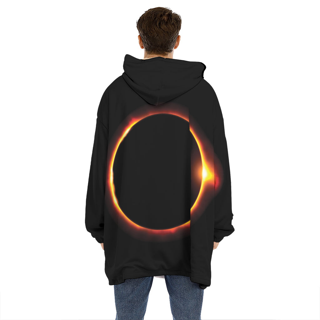 Total Solar Eclipse Print Hoodie Blanket