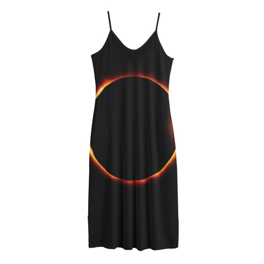 Total Solar Eclipse Print Jersey Midi Cami Dress