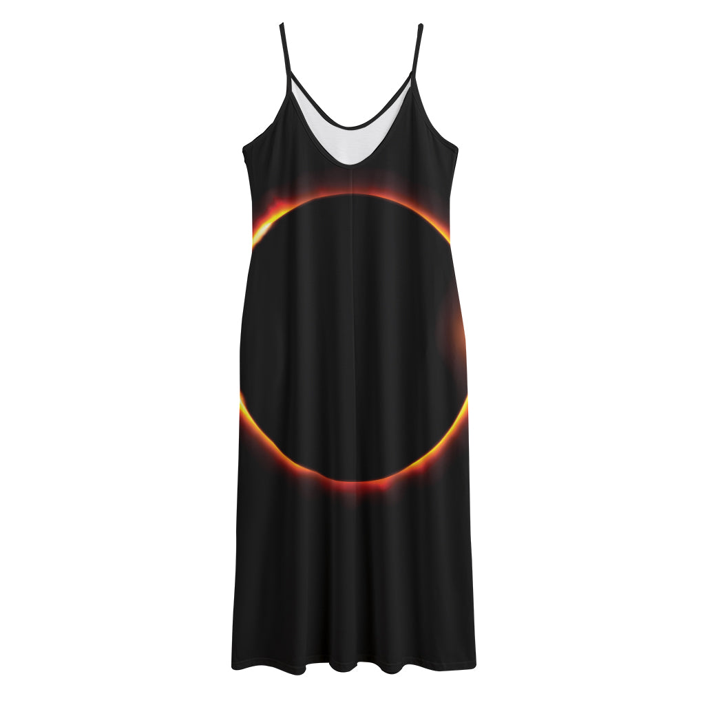 Total Solar Eclipse Print Jersey Midi Cami Dress