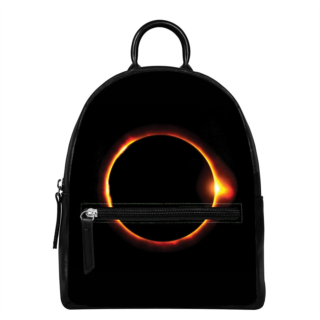 Total Solar Eclipse Print Leather Backpack