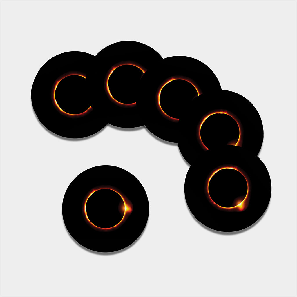 Total Solar Eclipse Print Leather Coaster Set