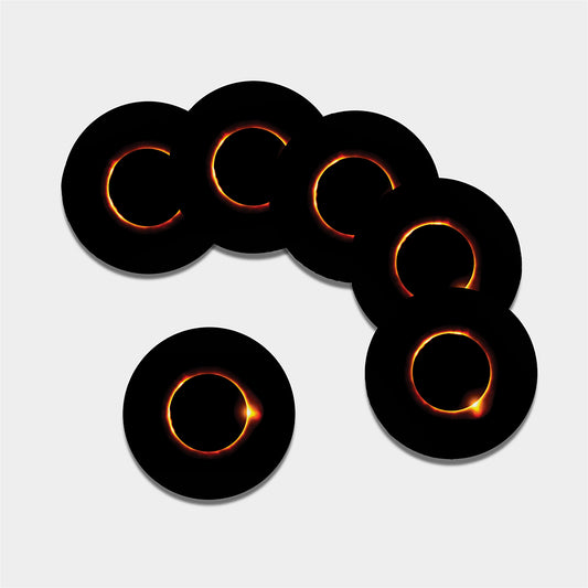 Total Solar Eclipse Print Leather Coaster Set