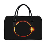 Total Solar Eclipse Print Leather Duffle Bag