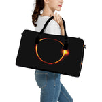 Total Solar Eclipse Print Leather Duffle Bag