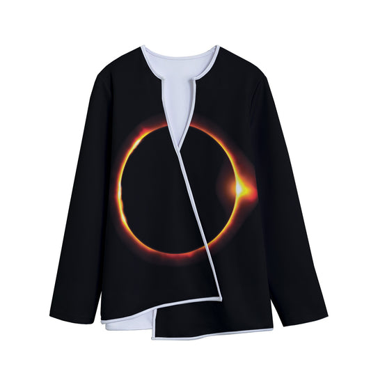 Total Solar Eclipse Print Long Sleeve Short Coat