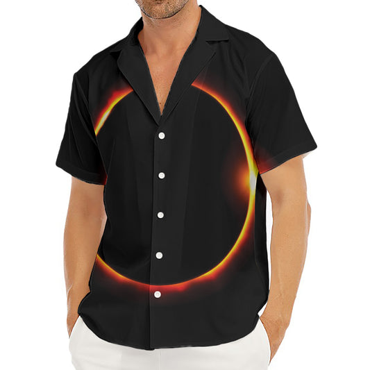 Total Solar Eclipse Print Men's Deep V-Neck Shirt
