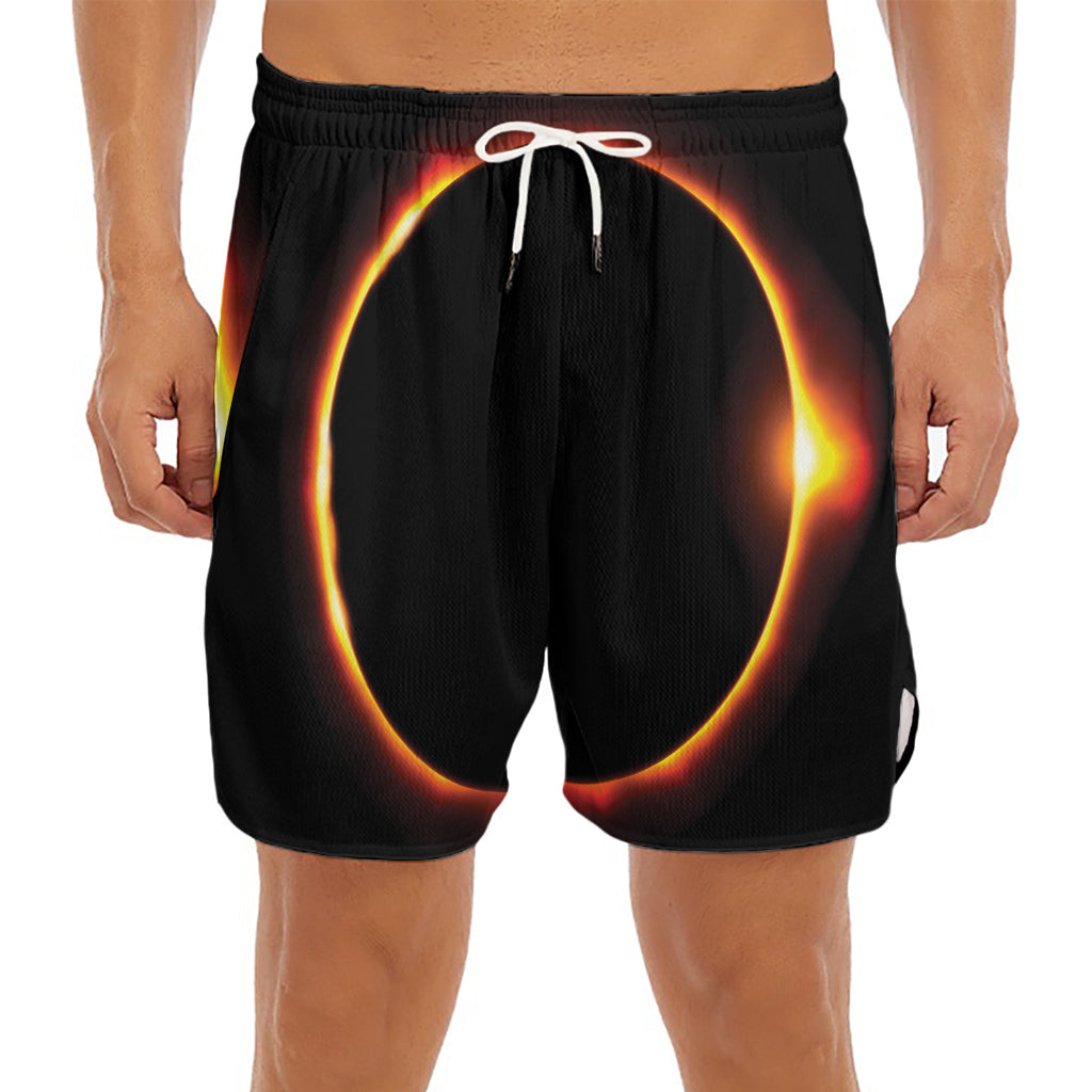 Total Solar Eclipse Print Men's Split Running Shorts