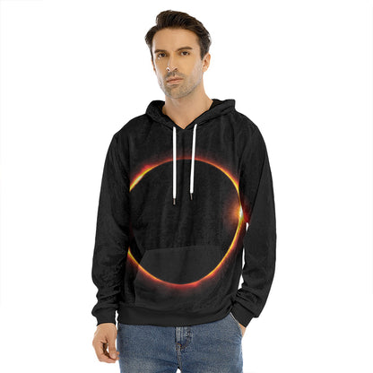 Total Solar Eclipse Print Men's Velvet Pullover Hoodie