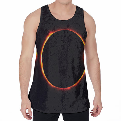 Total Solar Eclipse Print Men's Velvet Tank Top