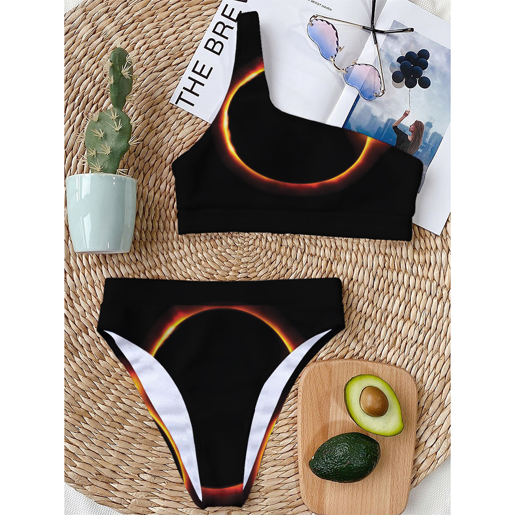 Total Solar Eclipse Print One Shoulder Bikini Top