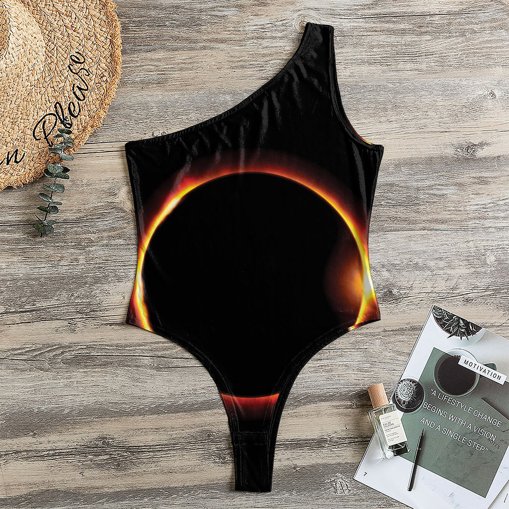 Total Solar Eclipse Print One Shoulder Bodysuit