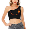 Total Solar Eclipse Print One Shoulder Crop Top