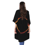 Total Solar Eclipse Print Open Front Beach Cover Up