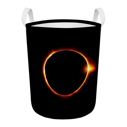 Total Solar Eclipse Print Round Laundry Basket
