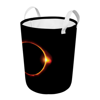 Total Solar Eclipse Print Round Laundry Basket