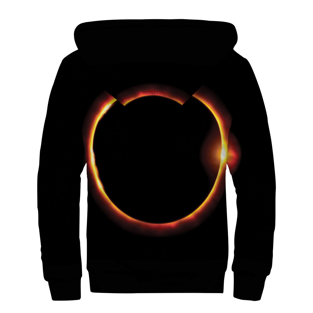 Total Solar Eclipse Print Sherpa Lined Zip Up Hoodie