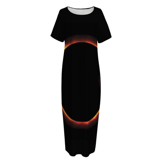 Total Solar Eclipse Print Short Sleeve Long Nightdress