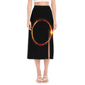 Total Solar Eclipse Print Side Slit Midi Skirt