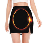 Total Solar Eclipse Print Side Slit Mini Skirt