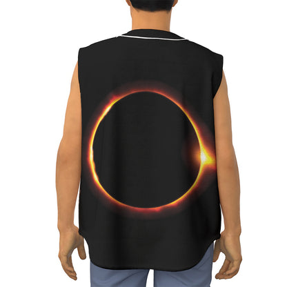 Total Solar Eclipse Print Sleeveless Baseball Jersey