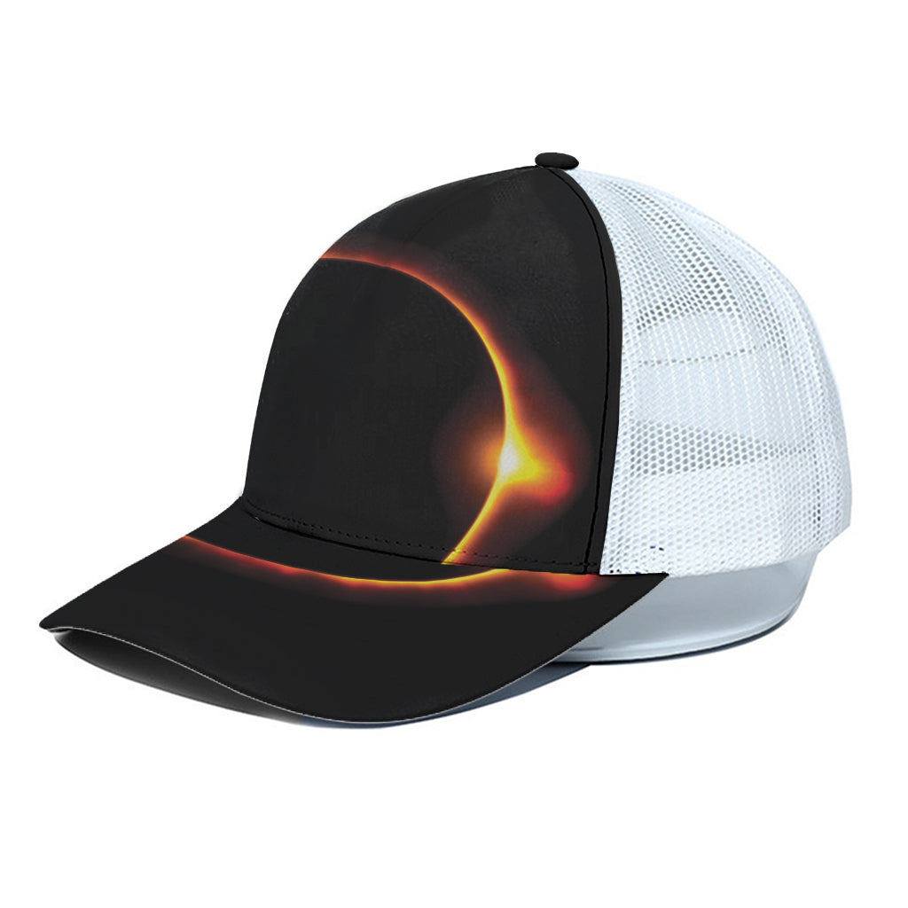 Total Solar Eclipse Print White Mesh Trucker Cap
