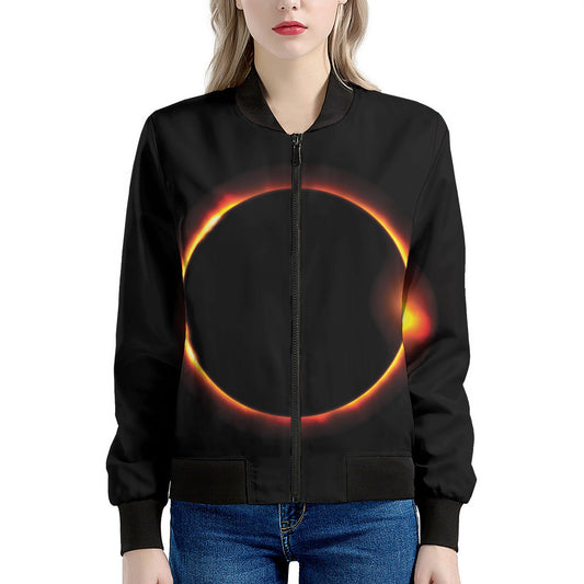 Total Solar Eclipse Print Women's Bomber Jacket