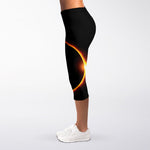 Total Solar Eclipse Print Women's Capri Leggings
