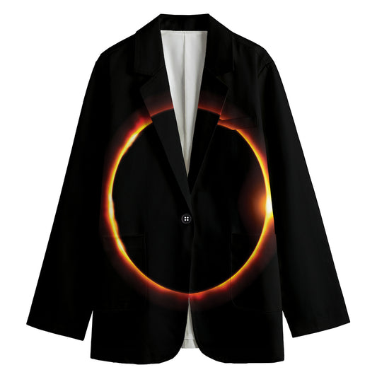 Total Solar Eclipse Print Women's Cotton Blazer