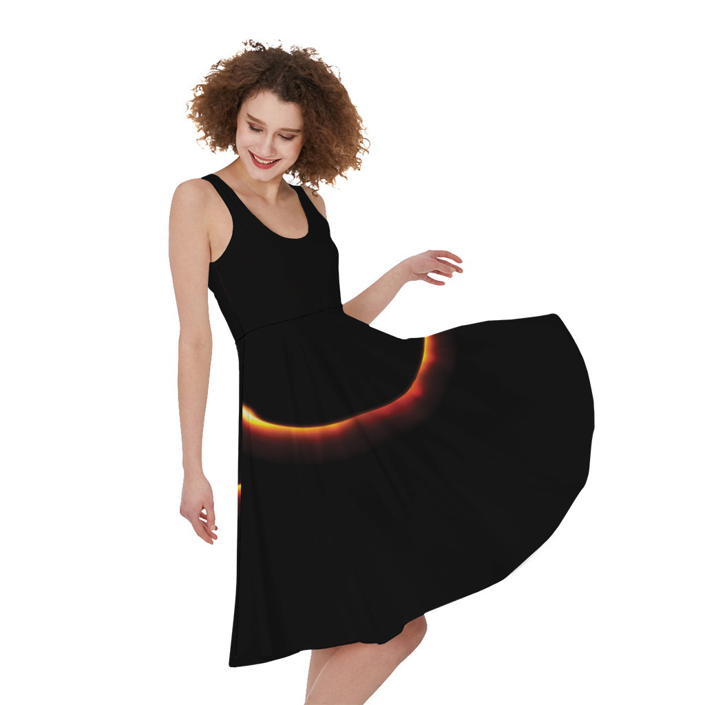 Total Solar Eclipse Print Women's Sleeveless Dress