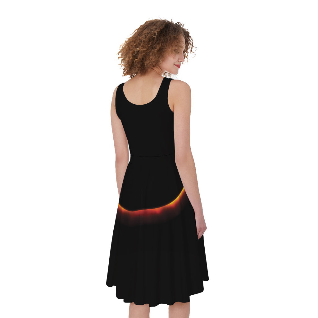 Total Solar Eclipse Print Women's Sleeveless Dress