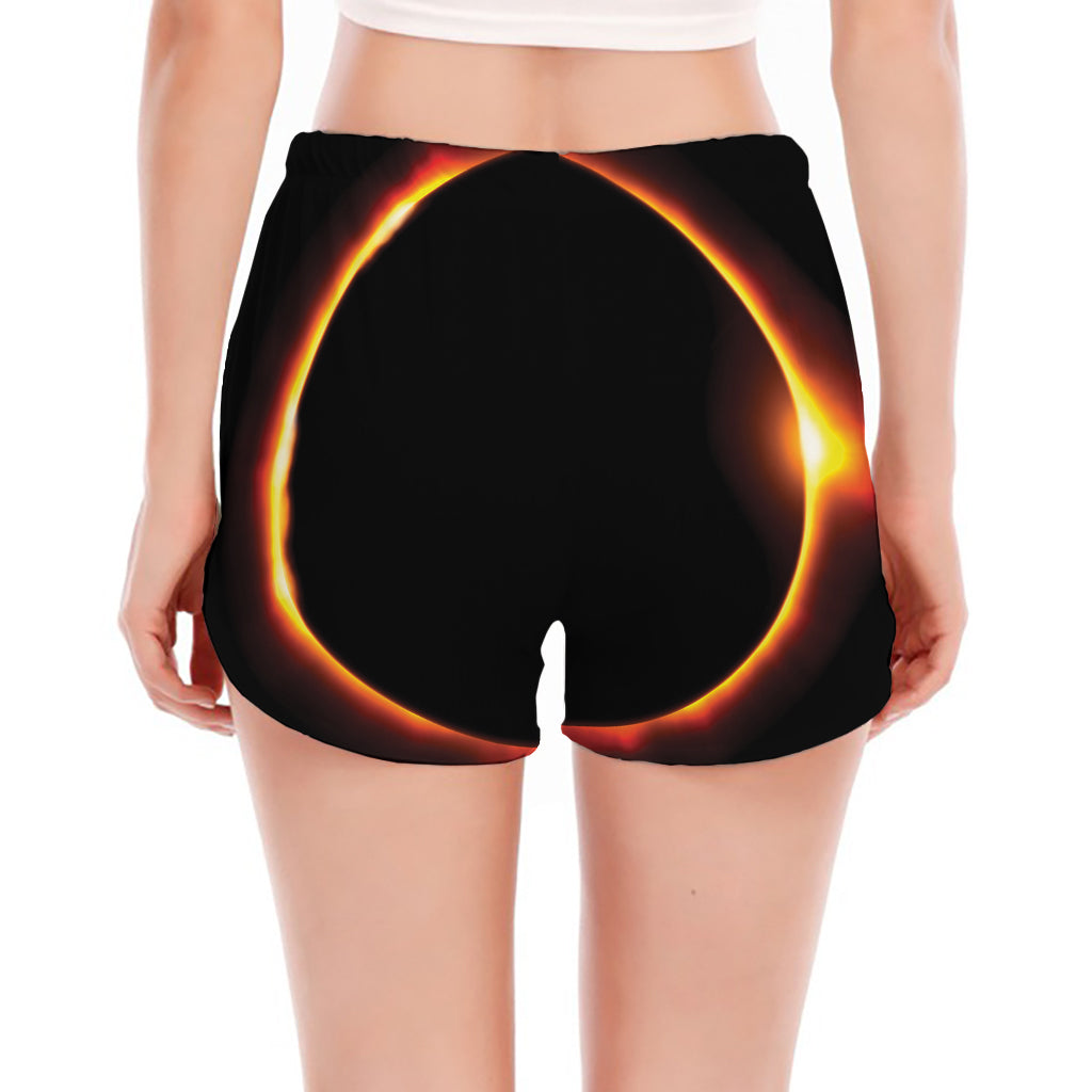 Total Solar Eclipse Print Women's Split Running Shorts