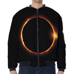 Total Solar Eclipse Print Zip Sleeve Bomber Jacket