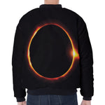 Total Solar Eclipse Print Zip Sleeve Bomber Jacket