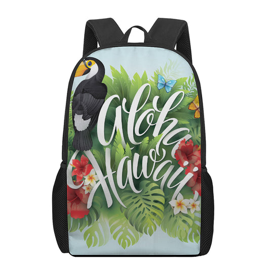 Toucan Aloha Hawaii Print 17 Inch Backpack