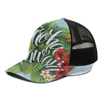 Toucan Aloha Hawaii Print Black Mesh Trucker Cap