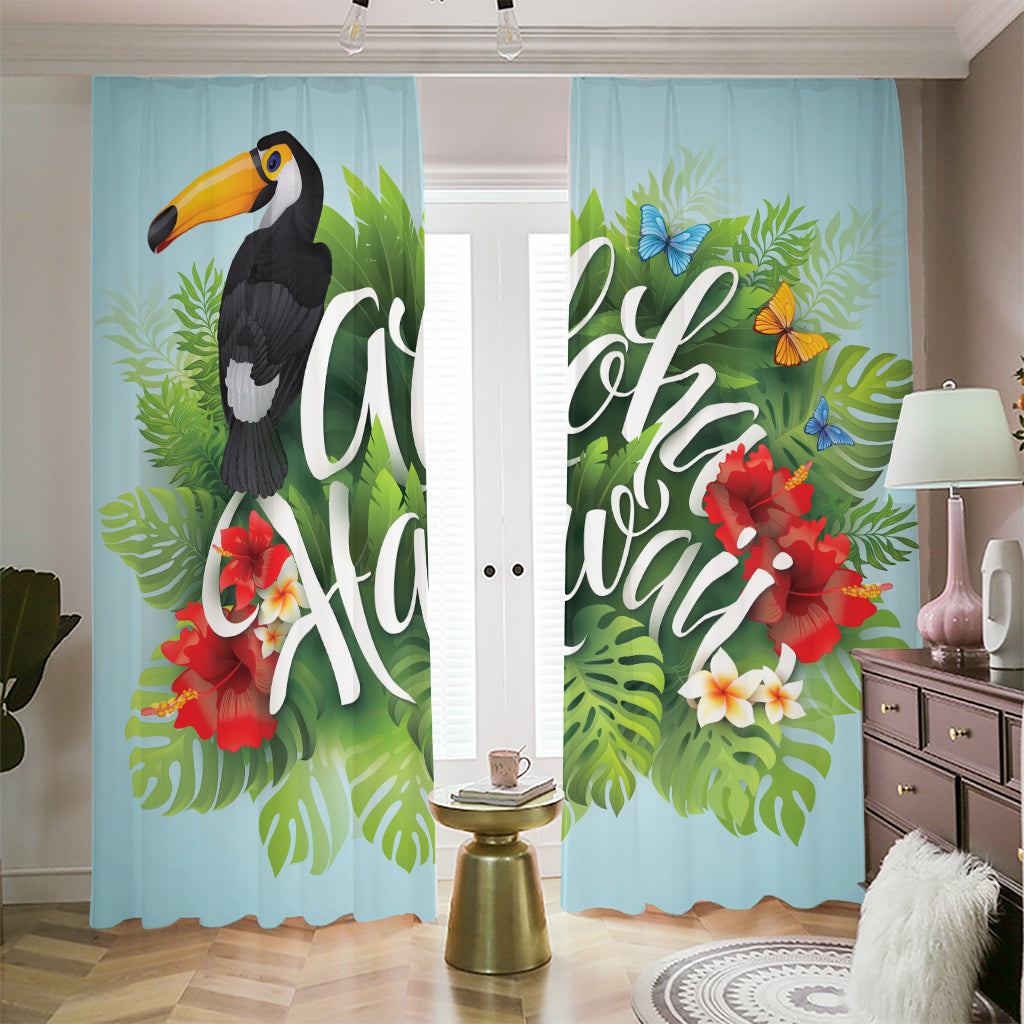 Toucan Aloha Hawaii Print Blackout Pencil Pleat Curtains