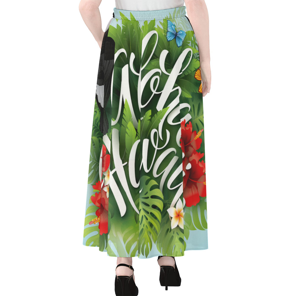 Toucan Aloha Hawaii Print Chiffon Maxi Skirt