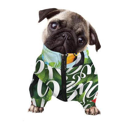 Toucan Aloha Hawaii Print Dog Zip Up Jacket