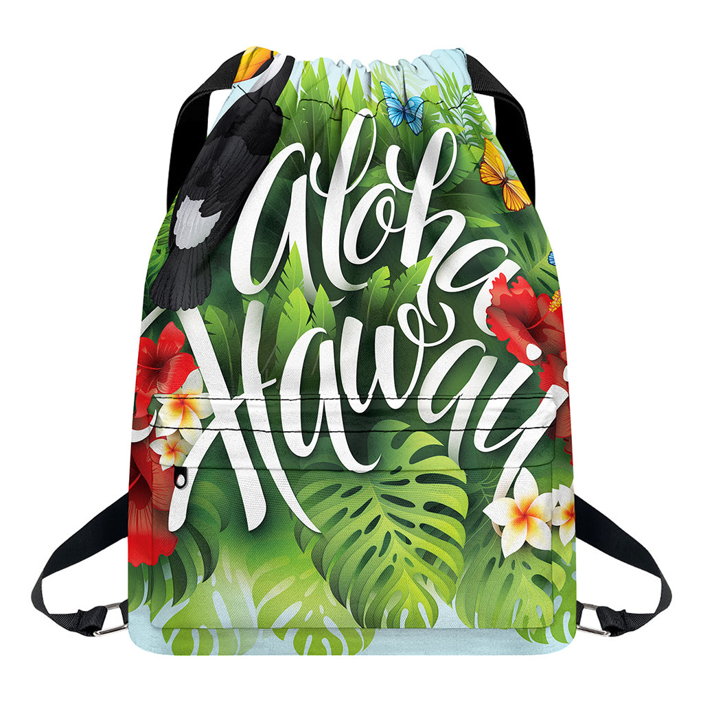 Toucan Aloha Hawaii Print Drawstring Backpack