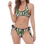 Toucan Aloha Hawaii Print Halter Scoop Tie Side Bikini