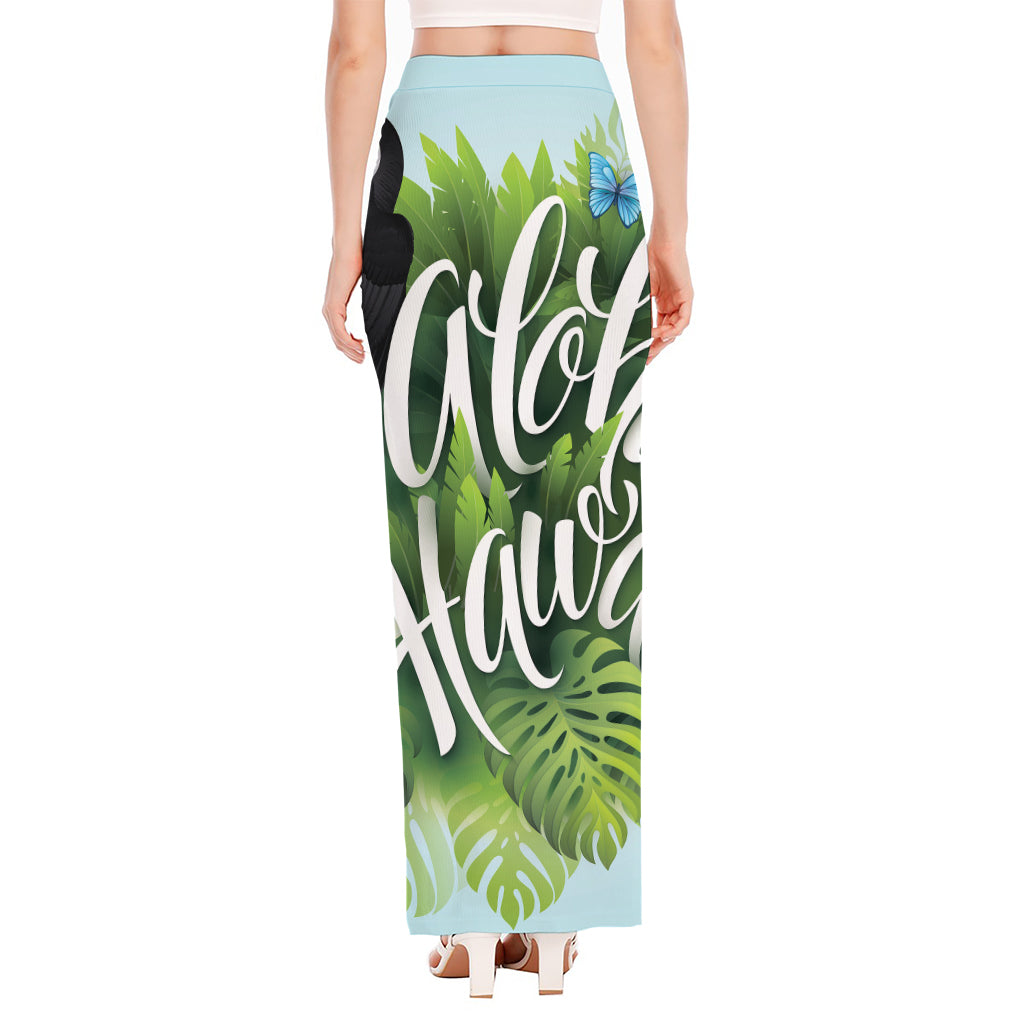 Toucan Aloha Hawaii Print High Slit Maxi Skirt