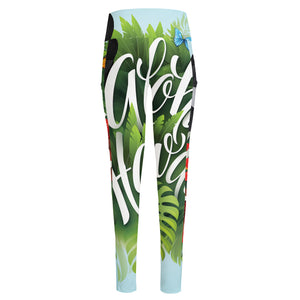 Toucan Aloha Hawaii Print High-Waisted Pocket Leggings