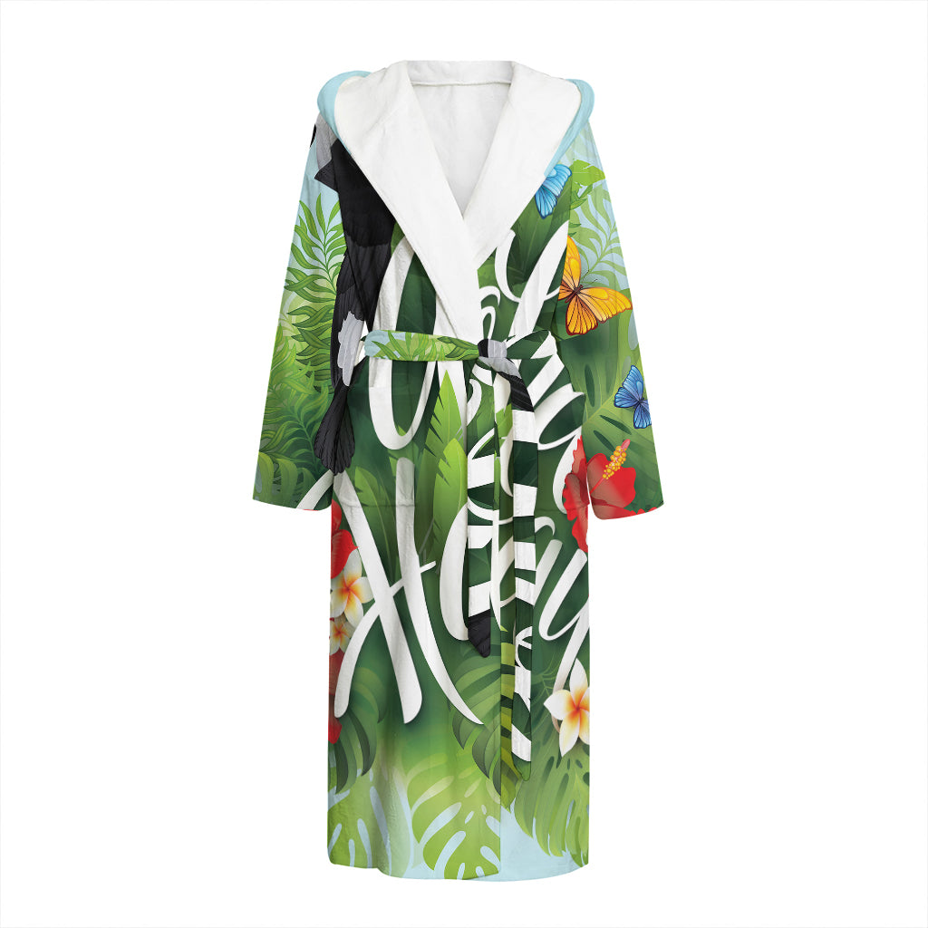 Toucan Aloha Hawaii Print Hooded Bathrobe