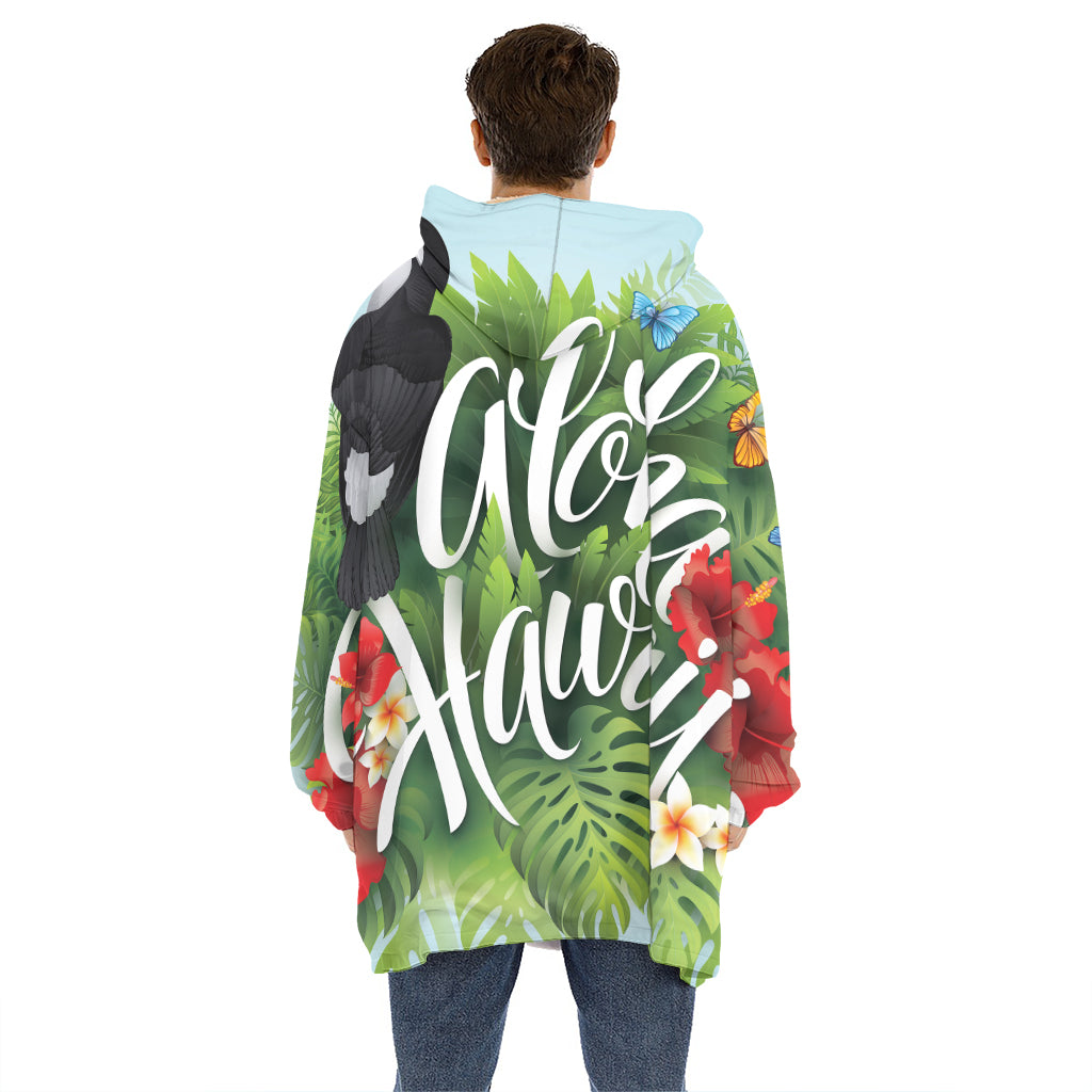 Toucan Aloha Hawaii Print Hoodie Blanket