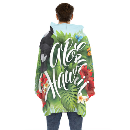 Toucan Aloha Hawaii Print Hoodie Blanket