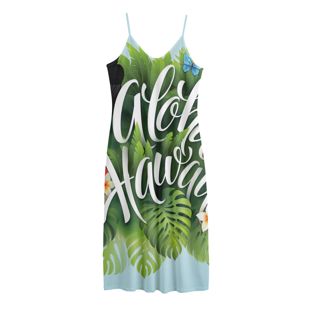 Toucan Aloha Hawaii Print Jersey Midi Cami Dress