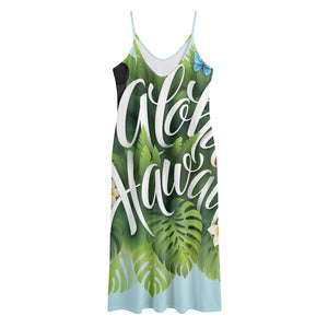 Toucan Aloha Hawaii Print Jersey Midi Cami Dress