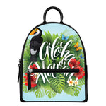Toucan Aloha Hawaii Print Leather Backpack